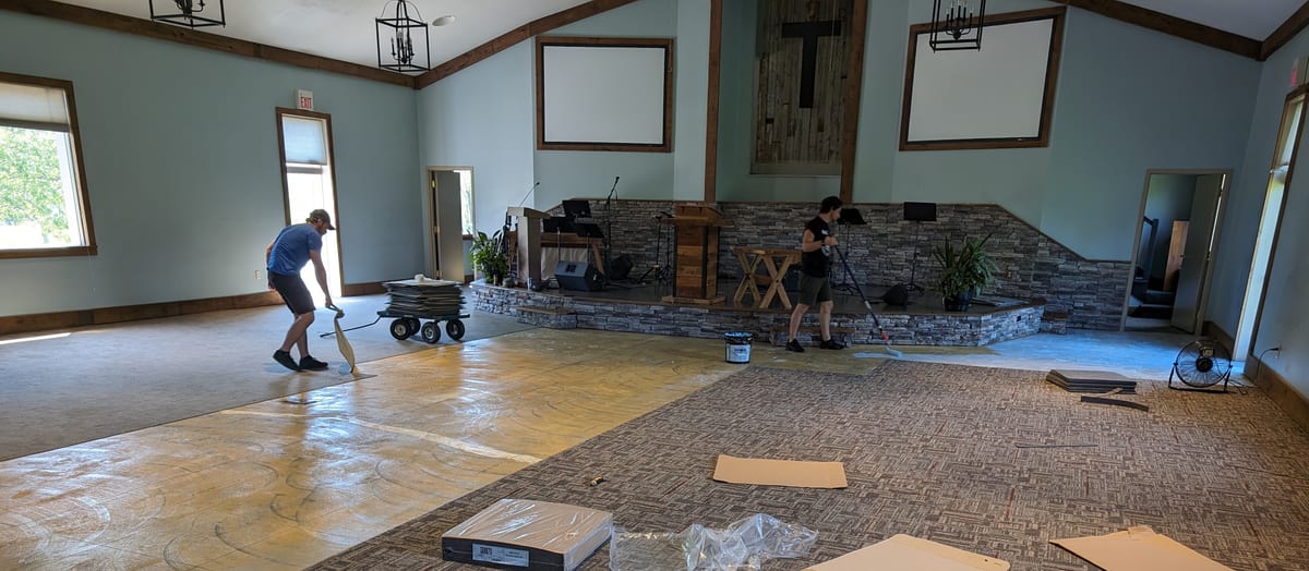 The Forever Flooring team on a commercial flooring project
