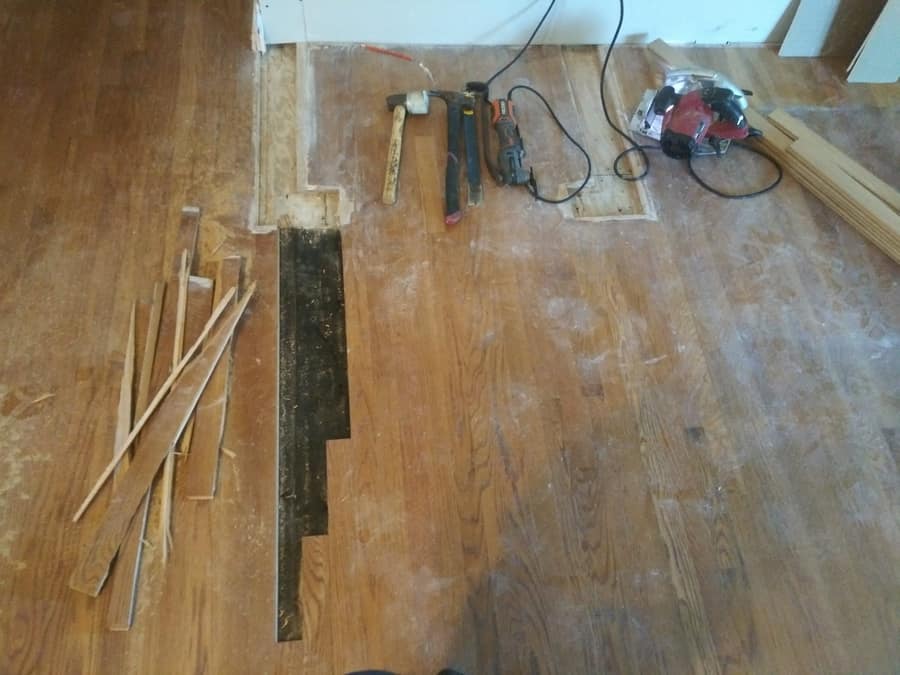 Subfloor repair in progress by Forever Flooring