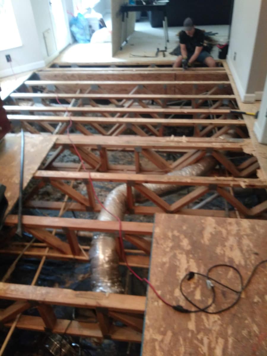 Subfloor repair in progress by Forever Flooring